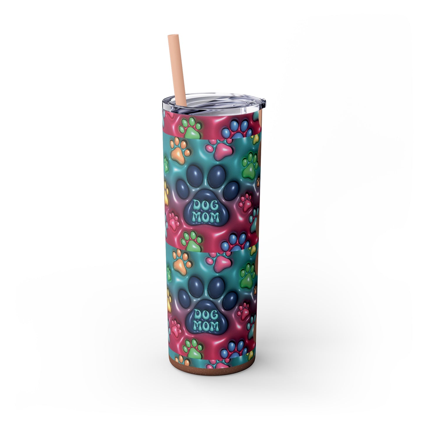 "Dog MOM" Personalized Skinny Tumbler with Straw, 20oz