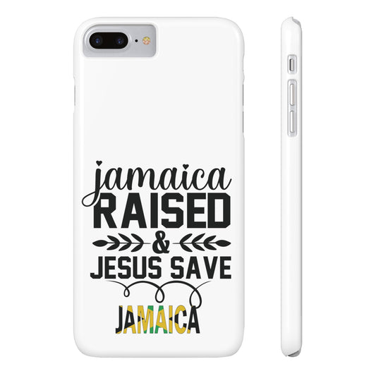 White Jamaica Raised & Jesus Save iPhone Case