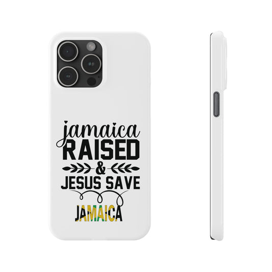 White Jamaica Raised & Jesus Save iPhone Case