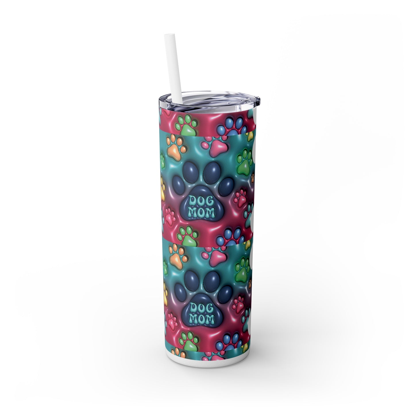 "Dog MOM" Personalized Skinny Tumbler with Straw, 20oz