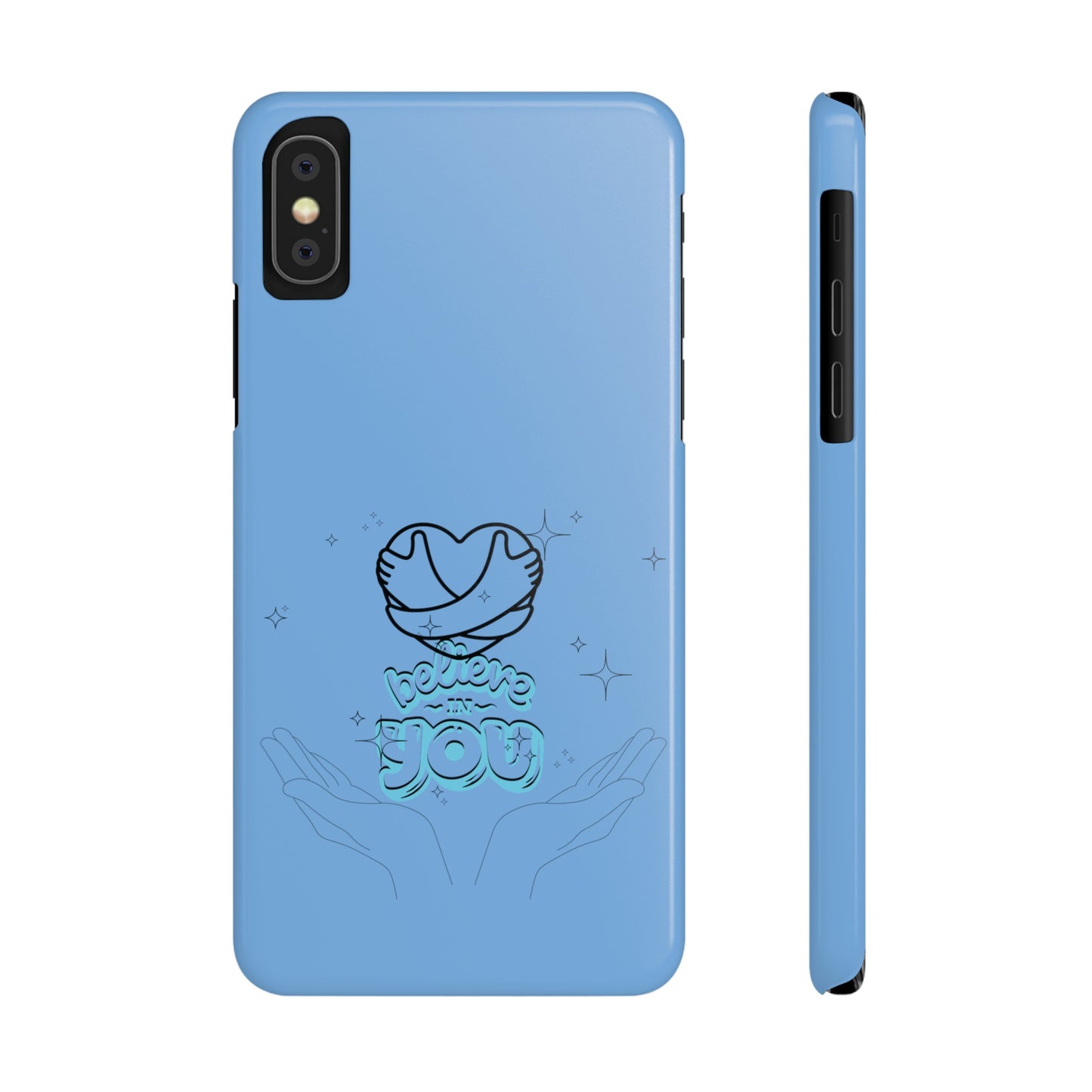 Blue Believe In You Heart Flexible Phone Case