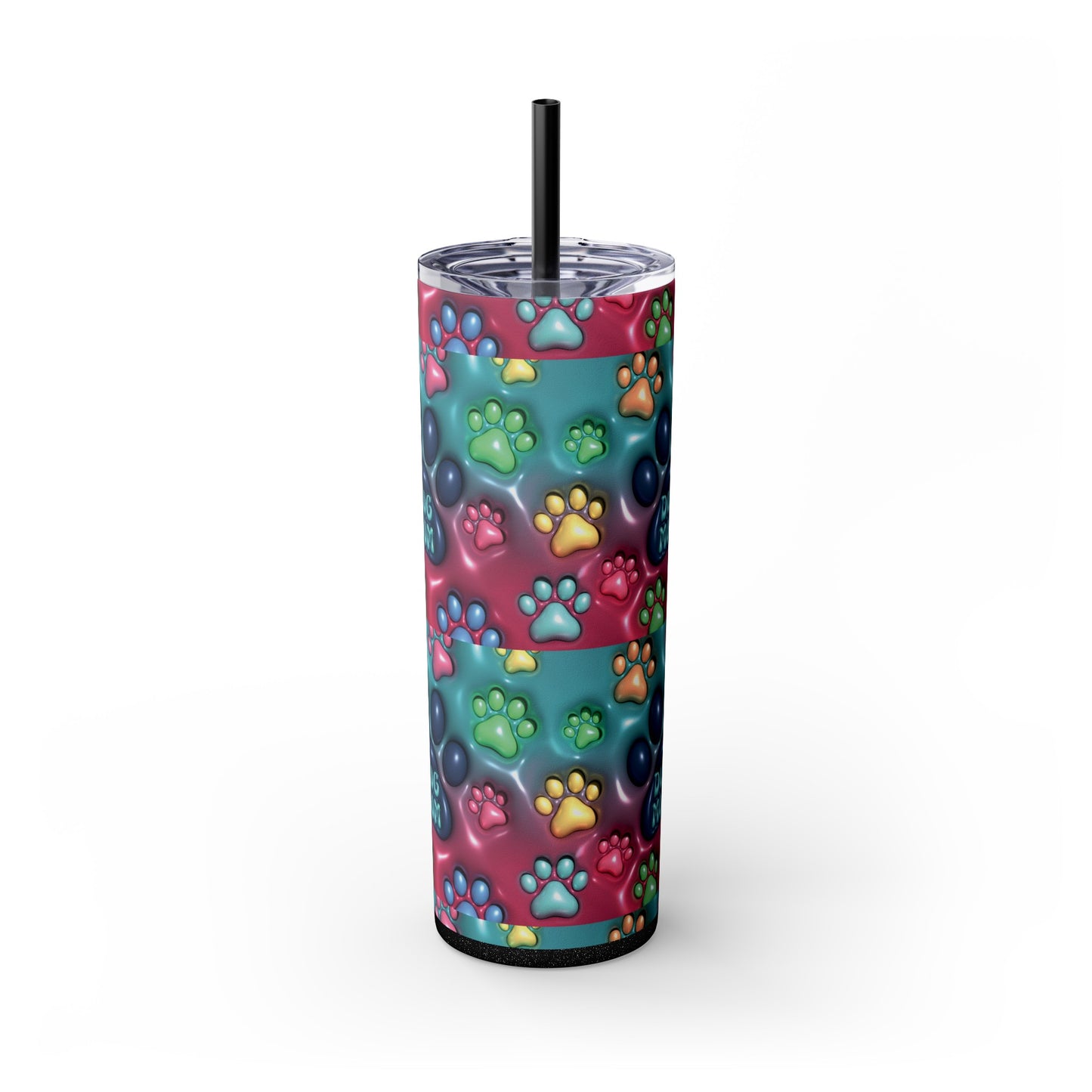 "Dog MOM" Personalized Skinny Tumbler with Straw, 20oz